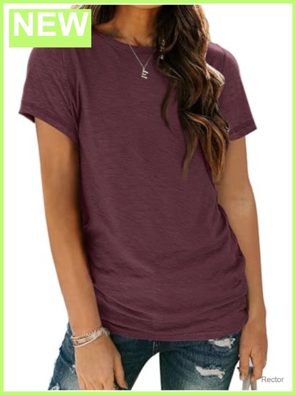 Women's Short Sleeve Crewneck Summer Basic Tee Stretch Comfort